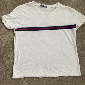 Brandy Melville Crop Top White Short Sleeve Nautical Tee